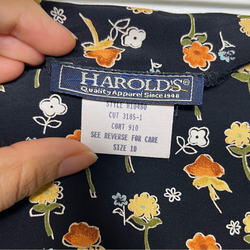 Harold’s Vintage 90’s Black Floral Wrap Skirt Size 10 - Picture 7 of 9